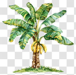 Banana Tree - Tropical Banana Tree Illustration Transparent PNG