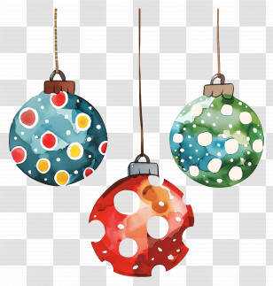 Polka Dot Ball Ornaments - Colorful Decorative Christmas Ornaments Transparent PNG