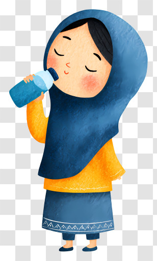 Muslim Woman Drinking Water - Girl In Hijab Drinking Water Transparent PNG