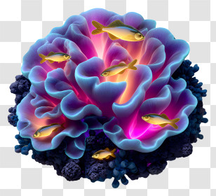 Glowing Coral Reef - Vibrant Coral Reef With Fish Transparent PNG
