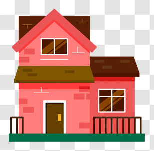 House - Charming Red House Illustration Transparent PNG