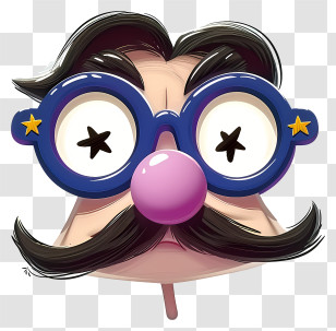 Inventive Character Designs - Funny Mask With Glasses And Mustache Transparent PNG