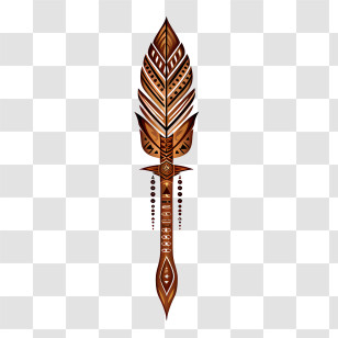 Indian Tribal Wooden Arrow - Tribal Decorated Brown Feather Transparent PNG