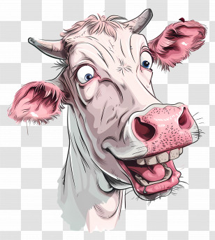 Cow Head - Funny Cartoon Cow Transparent PNG