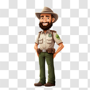 National Park Service Founders Day - Friendly Park Ranger Character Illustration Transparent PNG