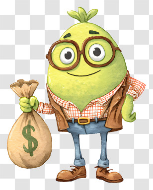 Mascot With Money Bag - Green Character Holding Money Bag Transparent PNG