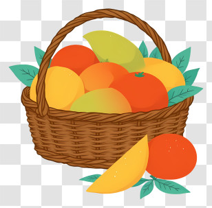 Mangos In Woven Basket - Colorful Fruit Basket With Variety Transparent PNG