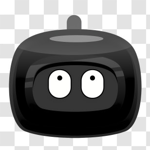 Black Cartoon Face - Black Robot Head With Big Eyes Transparent PNG