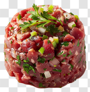 Steak Tartare - Delicious Beef Tartare Presentation Transparent PNG