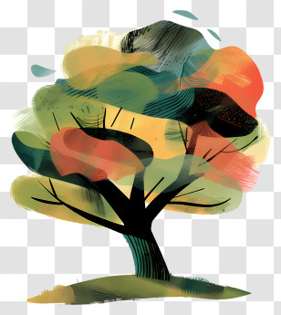 Whimsical Tree - Abstract Artistic Tree Illustration Transparent PNG