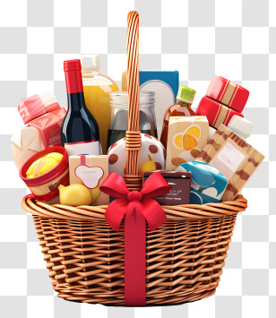 Wicker Basket - Festive Gift Basket Transparent PNG