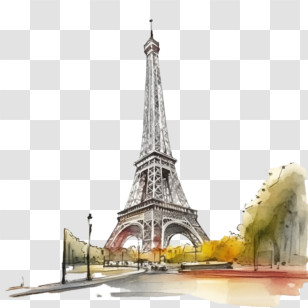 Eiffel Tower - Eiffel Tower Watercolor Illustration Transparent PNG