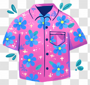 Hawaiian Shirt - Bright Pink Floral Shirt Design Transparent PNG