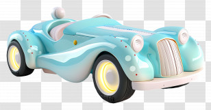 Cartoon - Blue Retro Car With Smooth Design Transparent PNG