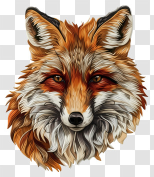 Fox - Detailed And Realistic Illustration Of A Fox Face Transparent PNG