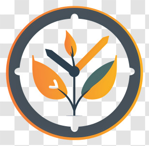 Renewal Day - Clock With Leaves Design Transparent PNG