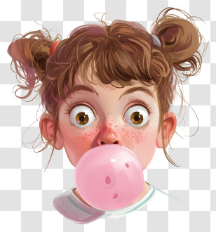 Bubble Gum Day - Surprised Girl With Bubble Gum Transparent PNG
