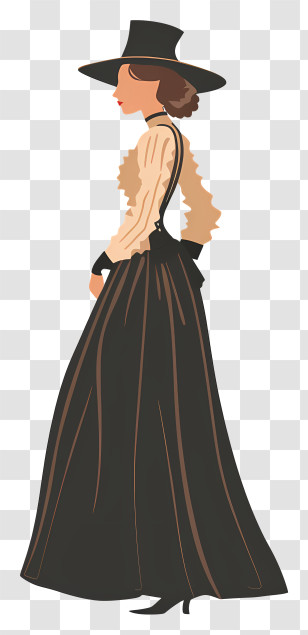 Victorian Woman - Victorian Woman In Dress And Hat Transparent PNG