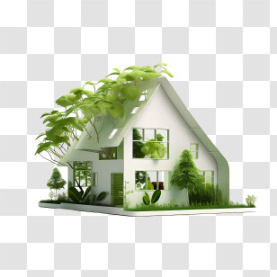 Eco House - Eco-Friendly House With Greenery Design Transparent PNG
