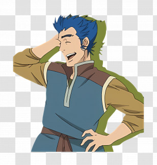 Gunther - Blue-Haired Cartoon Man Laughing Transparent PNG