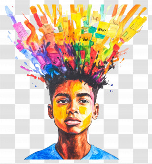 Black History Month - Colorful Head Art Transparent PNG