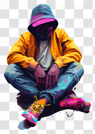 Picsart Background - Colorful Hooded Person Illustration Transparent PNG