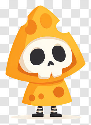 Cheese Cloak Skeleton - Cute Skull Character In Cheese Hood Transparent PNG