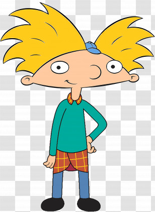 Hey Arnold - Cartoon Boy With Yellow Spiky Hair Transparent PNG