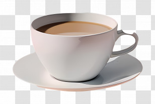 Coffee Cup - Simple White Cup Of Tea With A Ceramic Saucer Transparent PNG