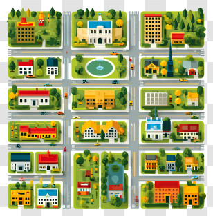 City Map Top View - Illustrated City Map Transparent PNG