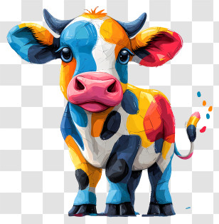 Cow - Cute And Colorful Cartoon Cow Art Transparent PNG