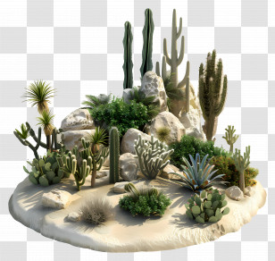 Desert Garden - Desert Cactus And Rocks Transparent PNG