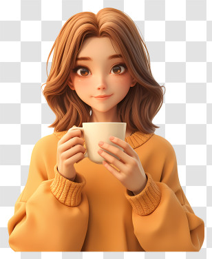 Woman Holding Coffee Cup - Smiling Woman With A Mug Transparent PNG