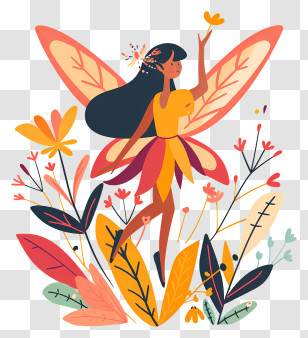 Flower Fairy - Fairy With Flowers And Wings Transparent PNG