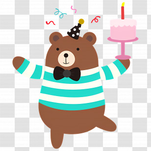Birthday Cake - Party Bear With Birthday Cake Transparent PNG