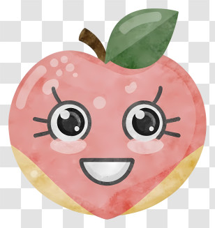 Cartoon Character - Cute Cartoon Peach With Adorable Expression Transparent PNG