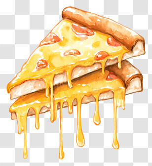 Decadent Cheese Pizza Slice - Dripping Cheesy Pizza Slices Transparent PNG