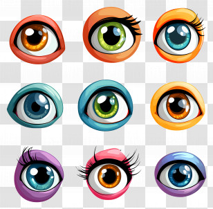 Cartoon Eyes - Colorful Cartoon Eyes Collection Transparent PNG