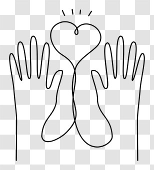 Cartoon - Hands With Heart Line Art Transparent PNG