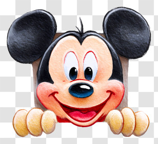 Mickey Mouse Peeking Out - Classic Cartoon Mouse With Big Smile Transparent PNG