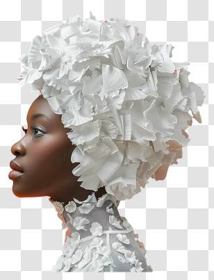 Female Art - Elegant White Floral Headpiece Transparent PNG