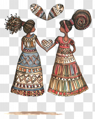 Diversity - Two Women In Traditional Dresses Holding Hands Transparent PNG