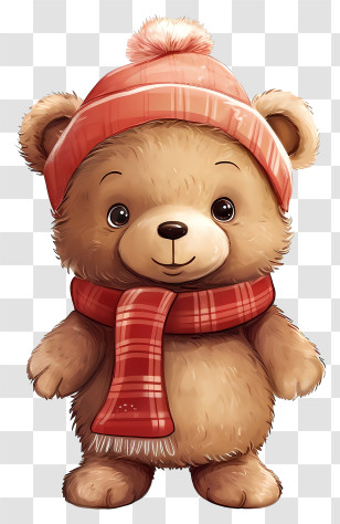 Cute Teddy Bear - Cute Teddy Bear In Winter Outfit Transparent PNG