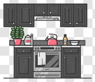 Kitchen - Modern Kitchen Setup Transparent PNG