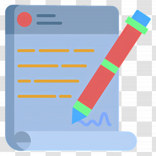 Letter Writing - Document And Pencil In Flat Cartoon Style Transparent PNG
