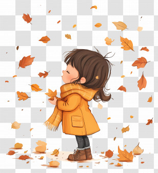 Autumn Begins - Child Enjoying Autumn With Falling Leaves Transparent PNG