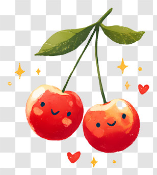 Smiling Cartoon Cherries - Smiling Cartoon Cherries With Faces Transparent PNG