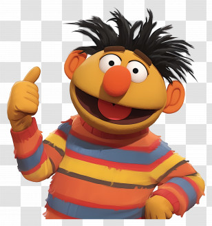 Ernie - Cartoon Character With Colorful Shirt Transparent PNG