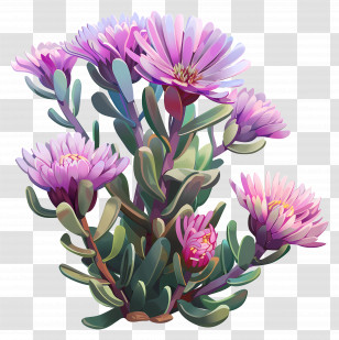 Ice Plant Flower - Clustered Succulent Flowers In Bloom Transparent PNG