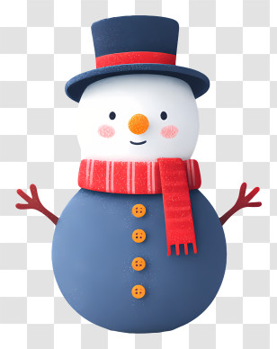 Snowman Wearing Christmas Clothes - Snowman With Hat And Scarf Transparent PNG